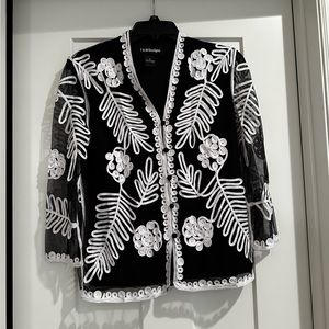 Black with White ribboned detailed blouse